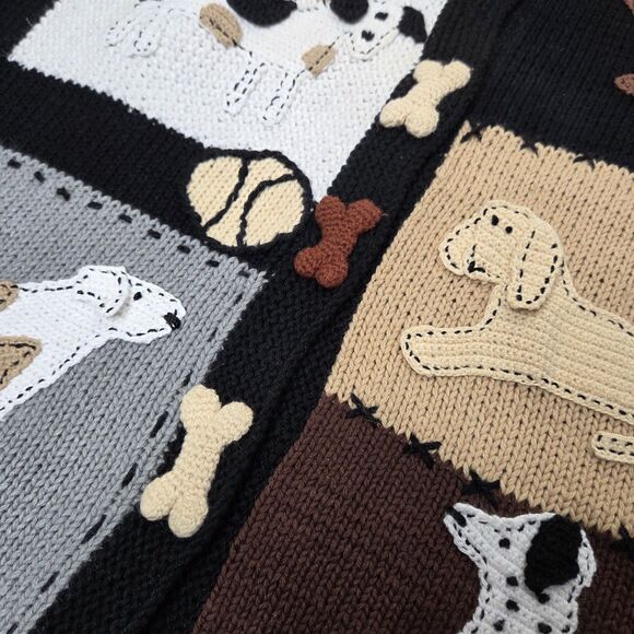 Vintage 90s Storybook Knits Womens Blue Playful Dogs Cardigan Sweater Size 1X - Picture 8 of 15